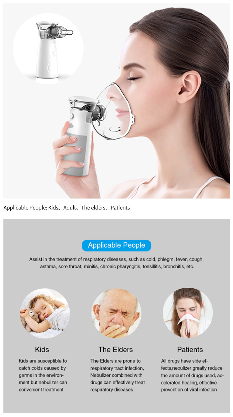 High Efficiency Handheld Portable Nebulizer White Portable Rechargeable Nebulizer