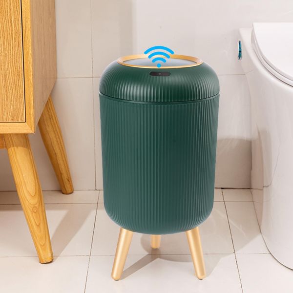 Chinese Wind Round Intelligent Sensing Household Large Capacity Trash Can with Legs