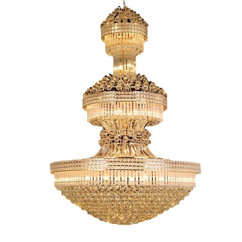 JYLIGHTING Luxury Hotel Lobby Pendant Lamps European Style Large Villa Crystal Chandelier Remote Square Warm White For Room Crystal Pendant Light