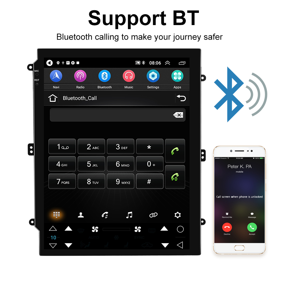 9.7 Inch QLED Screen Carplay Car Radio for Uniersal Android Octa Core DVD GPS Navigation Player