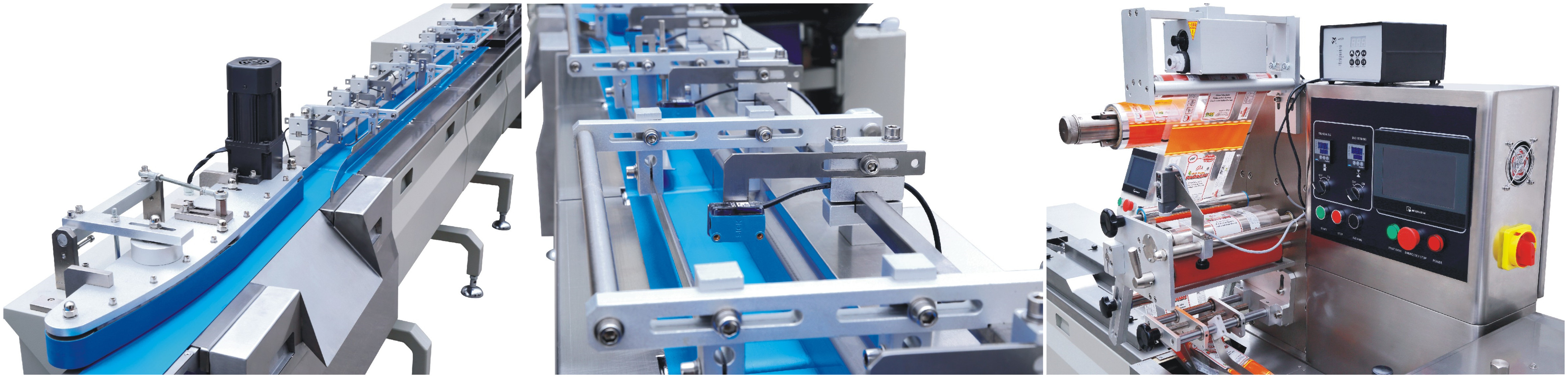Biscuit Automatic Food Packaging Machine Horizontal Bread Packing Feeding Belt