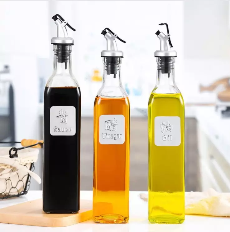 Custom Glass Bottle 650ml 330 Clear Glass Olive Oil Dispenser Bottle with Cap Olive Oil