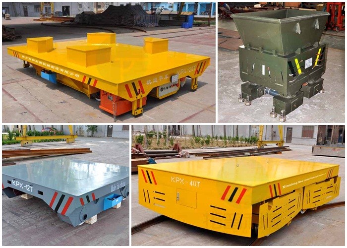 5t automobile flat bed rail transfer bogie running on steel rail in painting blasting room