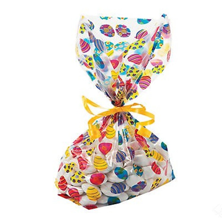 Happy Easter Party Favor Basket Gift Wrap Treat Bags Easter Bunny Eggs Basket Plastic Bags