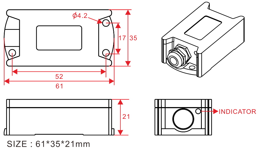2 Axis IP66 Analog Inclinometer 61mm Tilt Sensor Solar Tracker