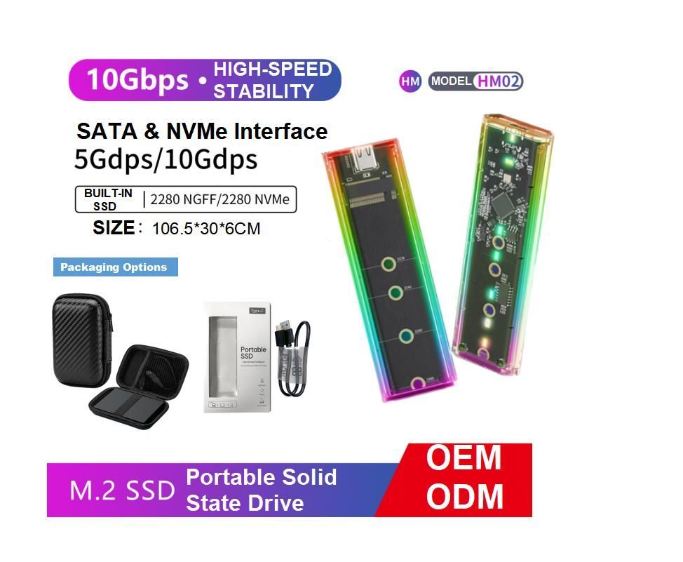 Infinites 512GB 1tb 2tb 4tb 6tb 2.5&prime; High Speed Data Transfer Portable External SATA SSD RGB Built in SSD 5gbps 10gbps with Colorful Ambiance Lights