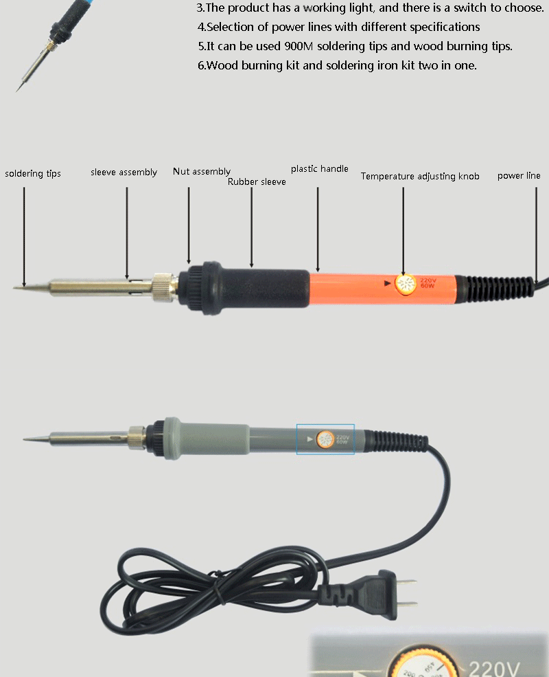 Green 60W Professional Soldering Iron For Automotive Wiring Multi Functional Soldering