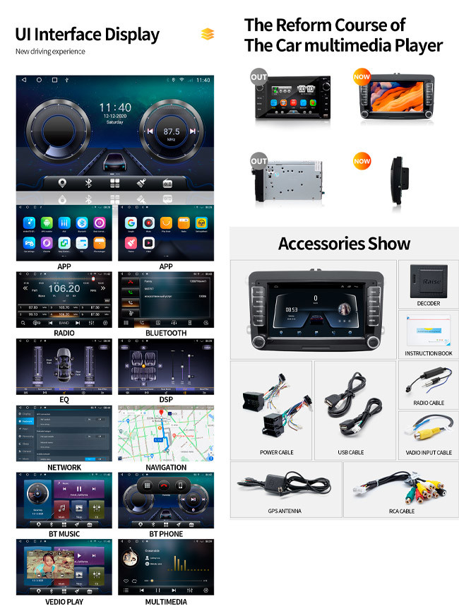 2+32G 7 Inch Touch Screen Car Stereo VW WiFi FM Radio Car Multimedia Player