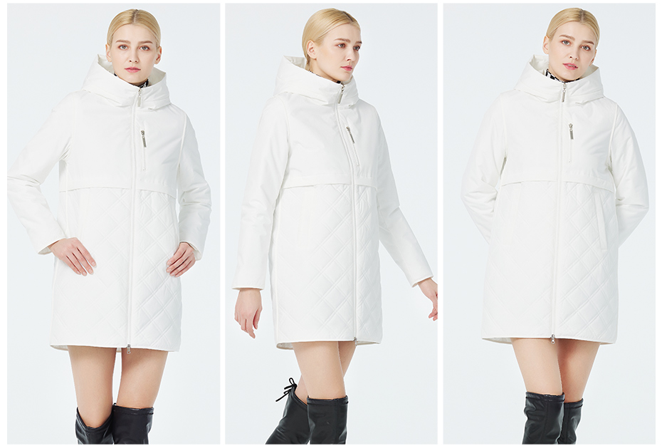 Durable and Fashionable Woman Sping Autumn Coat with Wide Hood and Functional Pockets