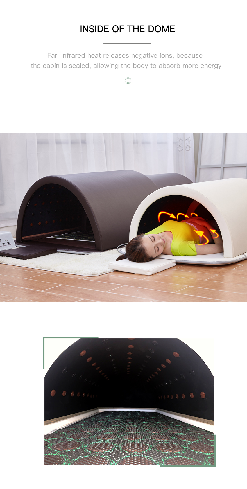Germanium Jade Stone Portable Infrared Sauna Dome Spa Capsule With 3 Heating Zones