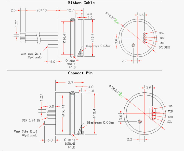 316L Electronic Water Pressure Sensor With I2C SPI output