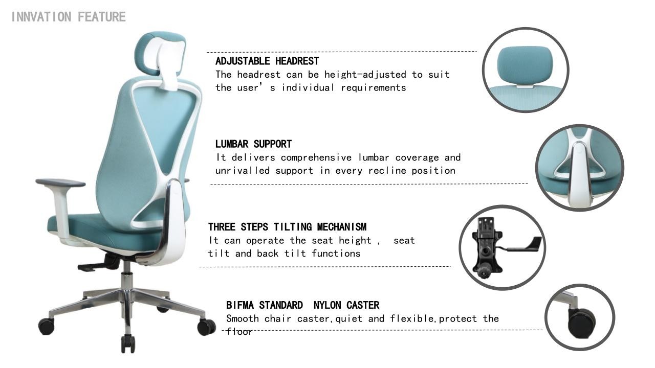 Blue ergo task office chair Nylon Ergo Executive Mesh Chair