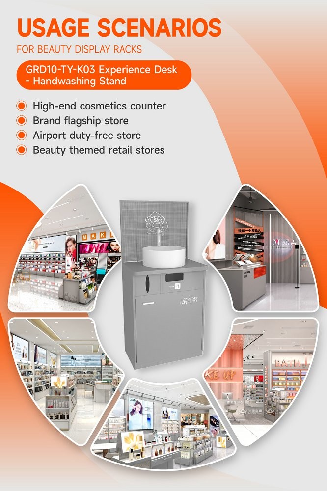 GDR10-TY-K03 Retail Store Display with LED Light Strips and Artistic Glass for Cosmetics Retail Stores