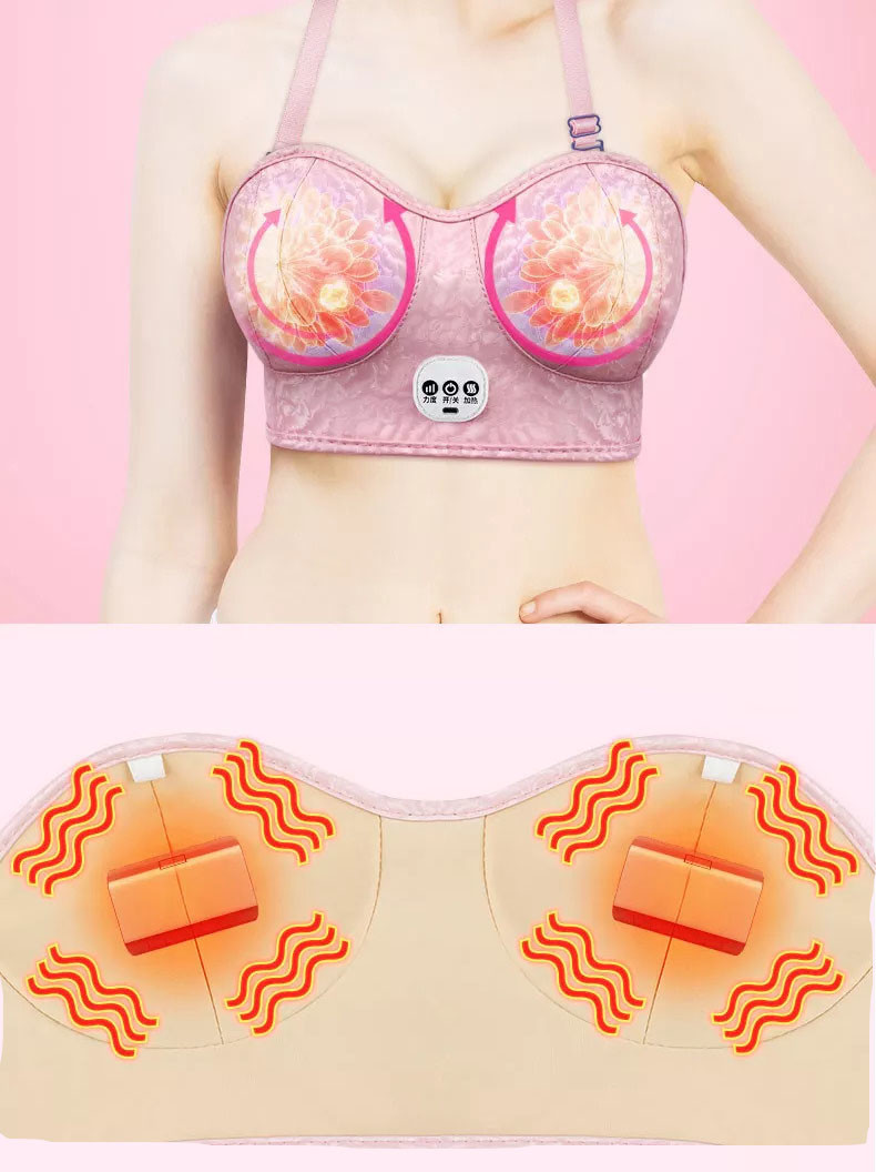 USB Electric Breast Massage Bra , ODM Electric Heated Bra PU leather material