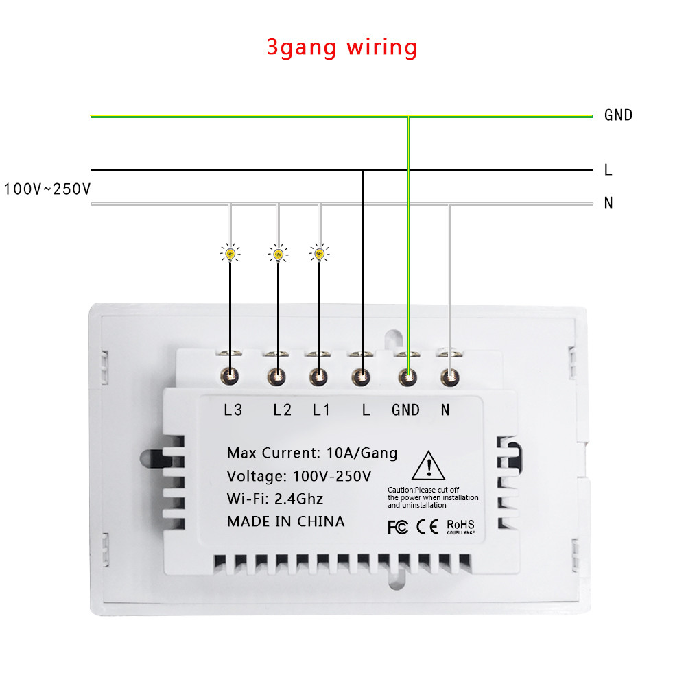 Smart Home Voice Control Eu Us Smart Wifi Wall Touch Switch 1/2/3 Gang Glass Panel Fan Light Switch Smart Home