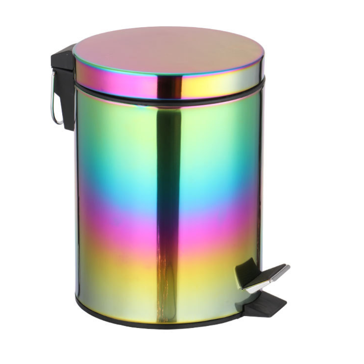 Metal Office Home Indoor Trash Can With Step Pedal 7L Dust Bin Storage