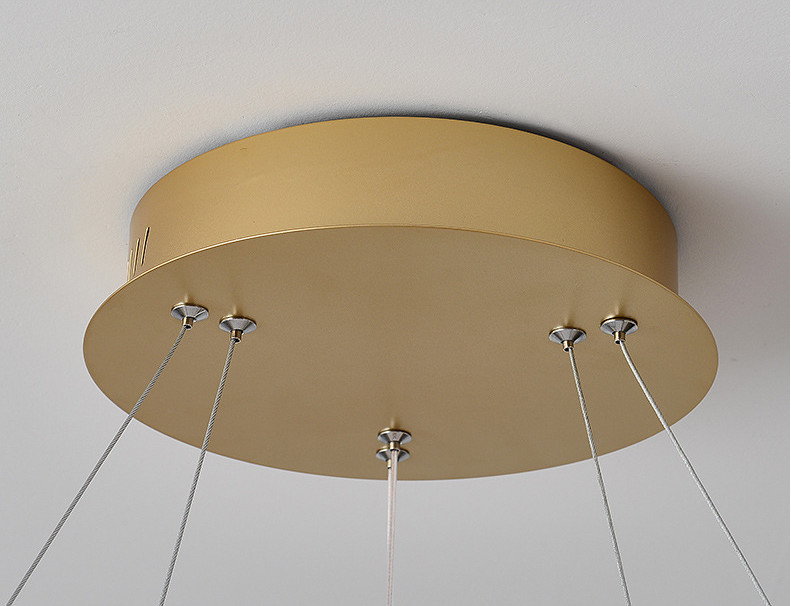 Tricolor Modern Ring Chandelier Dimmable Double Ring Pendant Light With Acrylic Lampshade