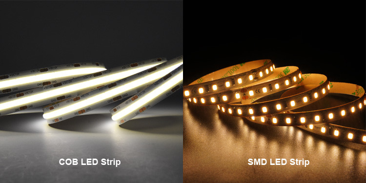 Waterproof COB LED Strips No Dots Connecting Cutting 12 24 Volt White Super Bright