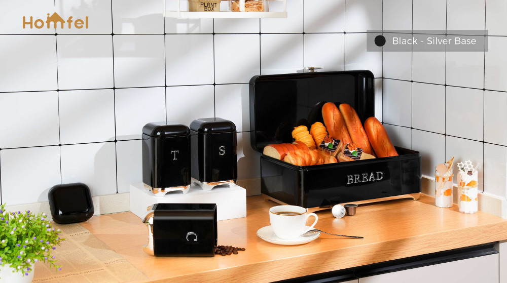 OEM Metal Bread Bin Set For Kitchen Storage And Freshness Preservation