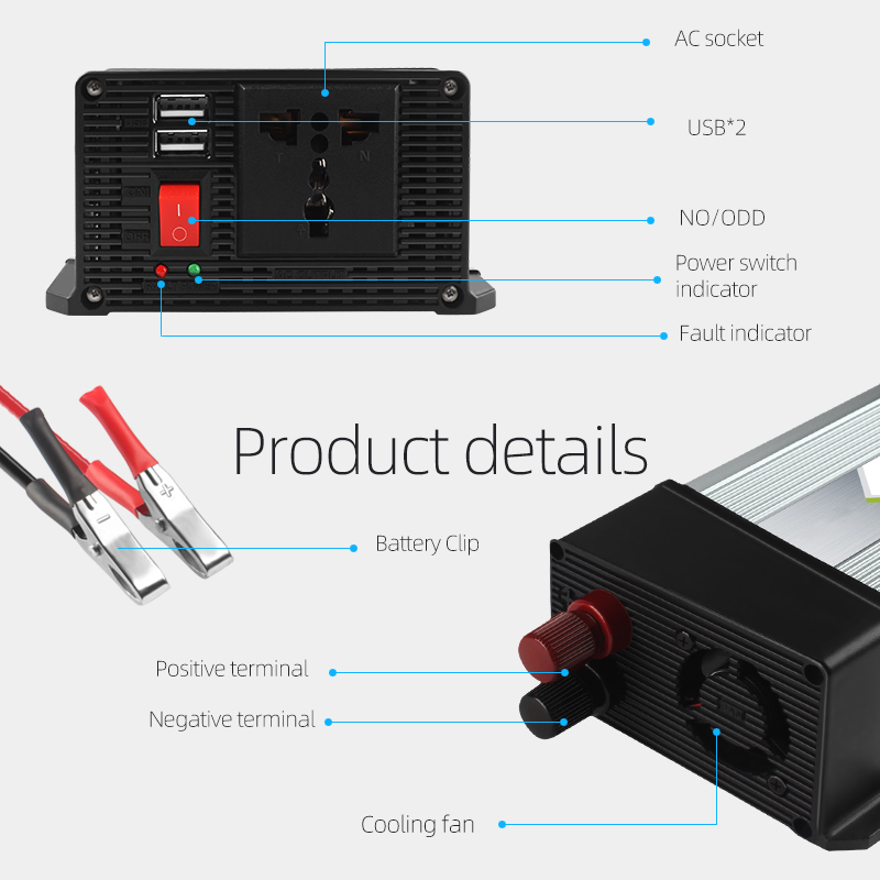 500W Car Inverter Converter For Car Inverters 500W Power Inverter Dc 12V To 110V Ac Car