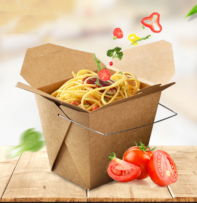 Printed Recycled Rectangle Craft Paper Box Food For Take Away