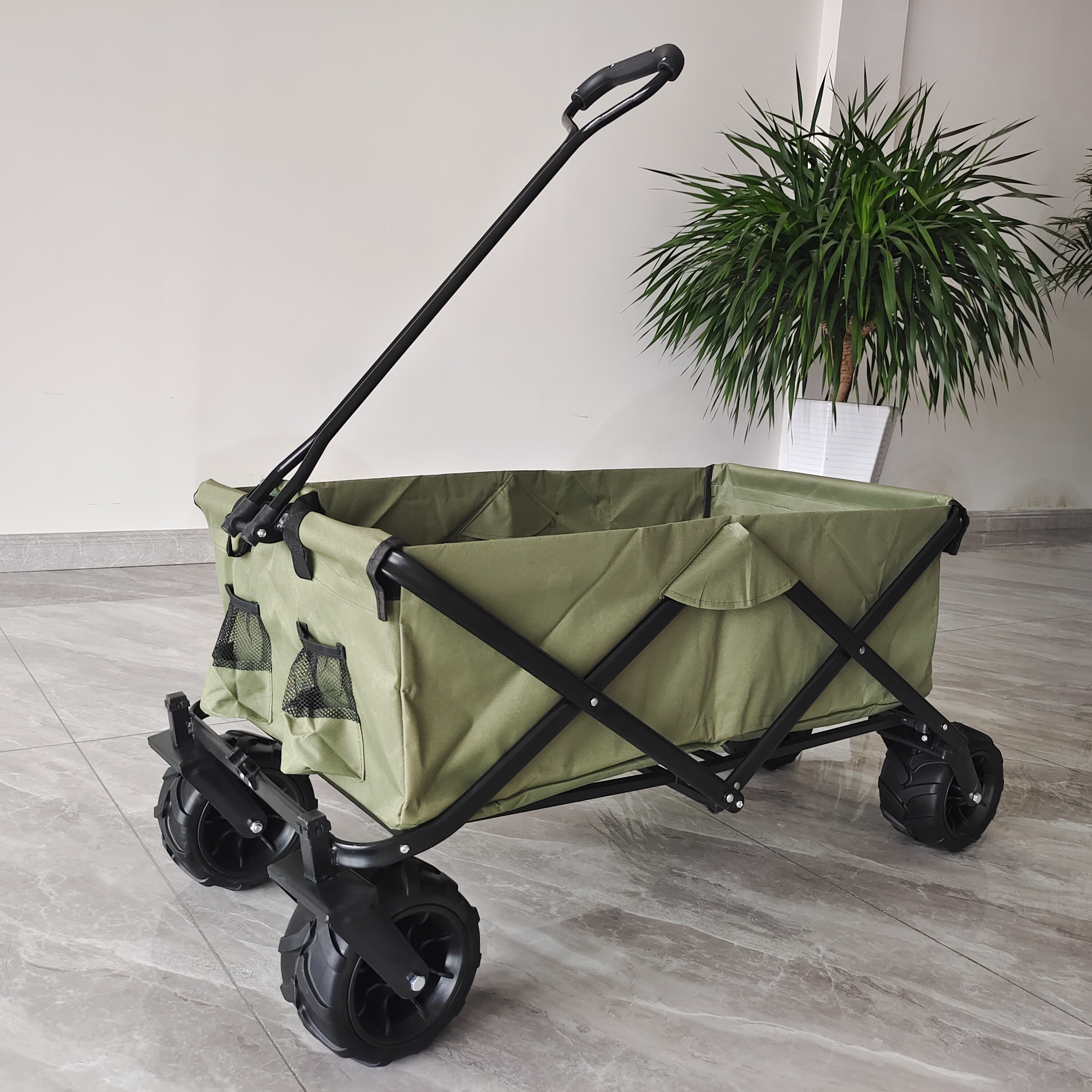 Beach Wagon Cart Grocery Slider Cart Collapsible Utility Folding Wagon Stroller