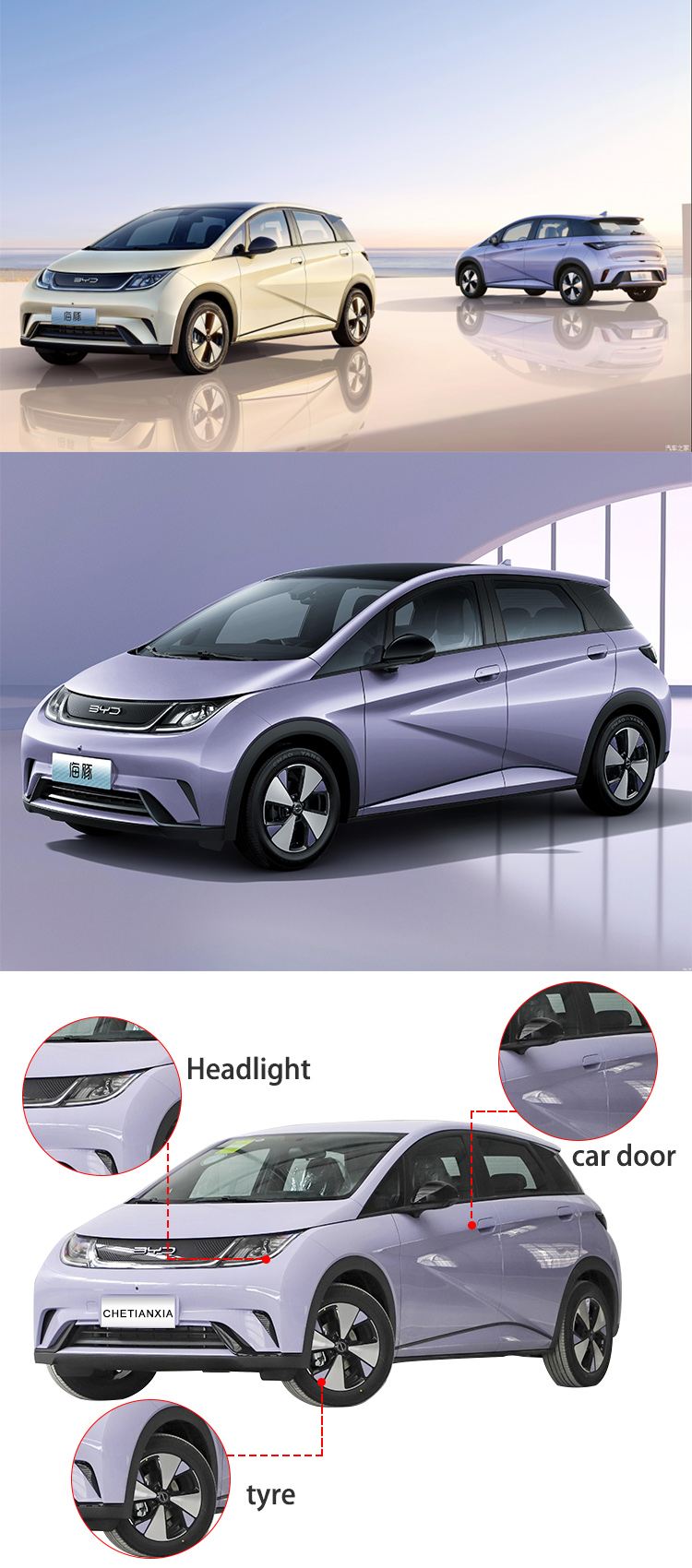 Powered EV Electric Car Vehicles Eco Friendly With Lithium Iron Battery