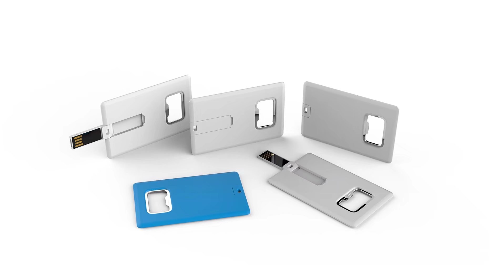 Plastic Credit Card USB Flash Drive With A Metal Bottle Opener USB 2.0 128GB