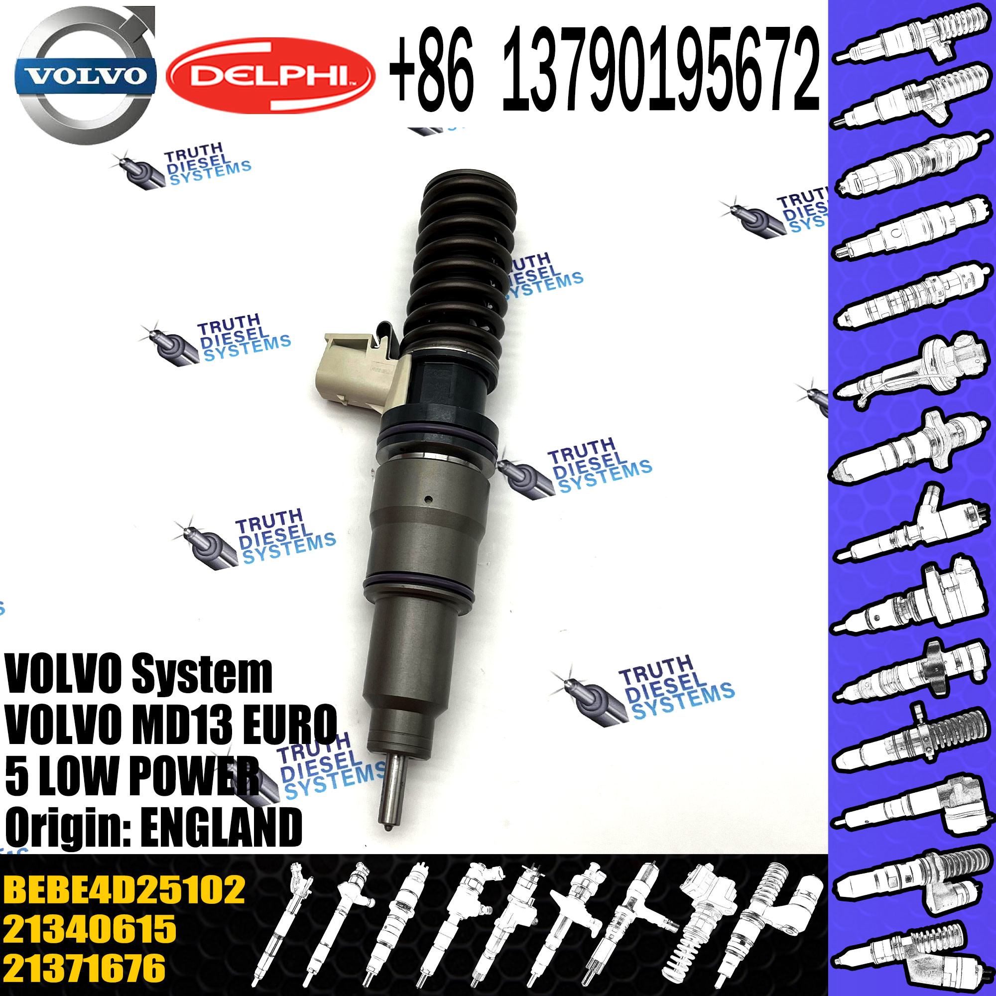 High Quality Diesel Fuel Injector 21371676 21340615 BEBE4D25102 For VOL MD13 EURO 5 MED POWER