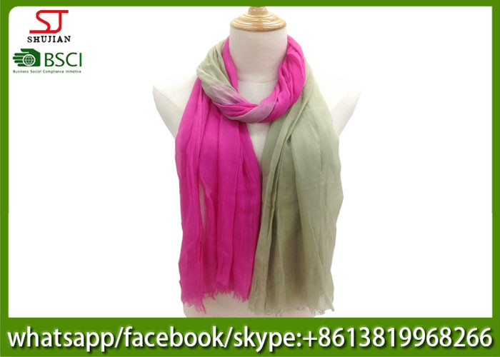 Chinese factory frayed two colors ombre lightweight scarf 100% Viscose 70*180cm spring summer autumn sun protection