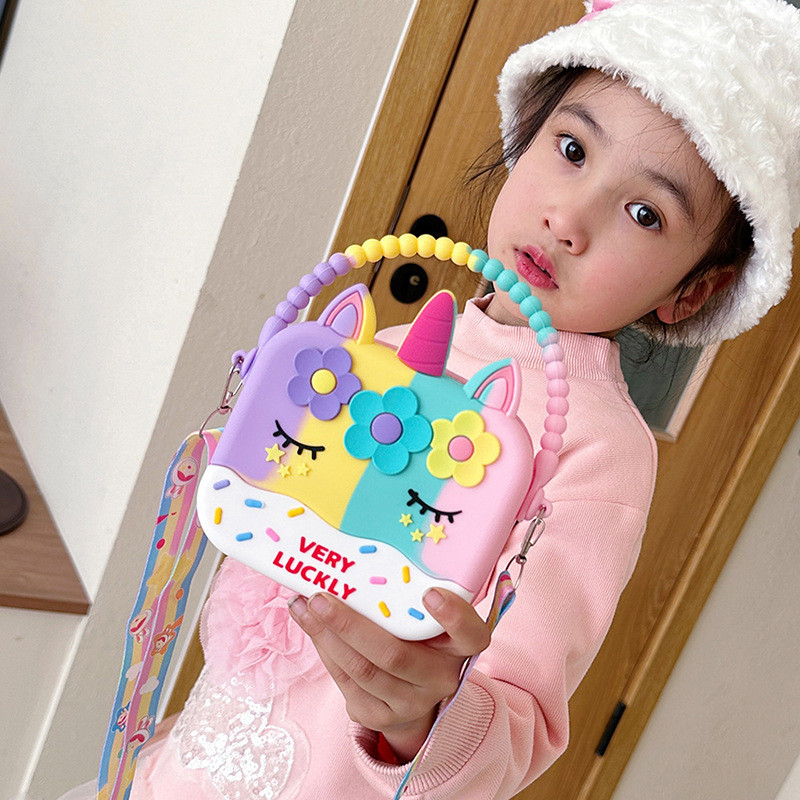 Unicorn Silicone Pencil Box Storage Organization Crossbody Bag Shoulder Handbag Christmas Birthday Gifts For Boys Girls