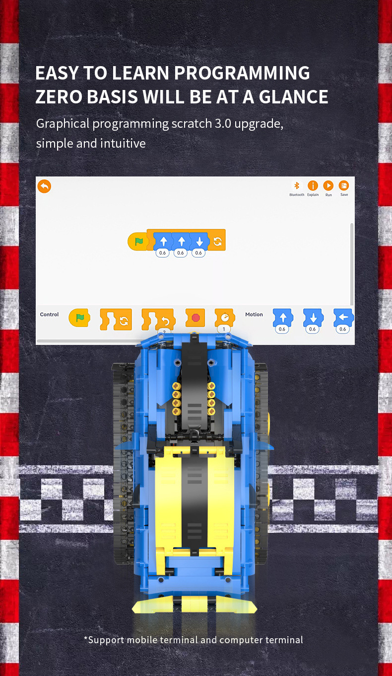 Remote Control Bat Racing Car Children's Assembly and Programming Fun with Lego Blocks