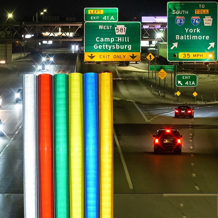 4x150FT Micro Silver Yellow Reflective Vinyl Sheet Film For Traffic Signs ODM