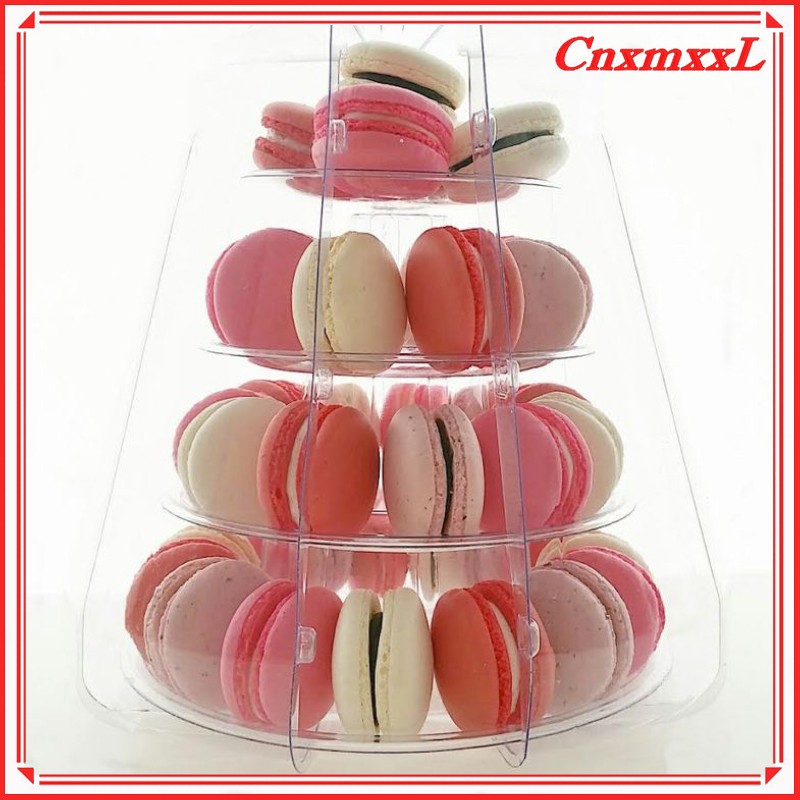 OEM Clamshell 4 Tier Macaron Tower Display Stand For Cake Decoration