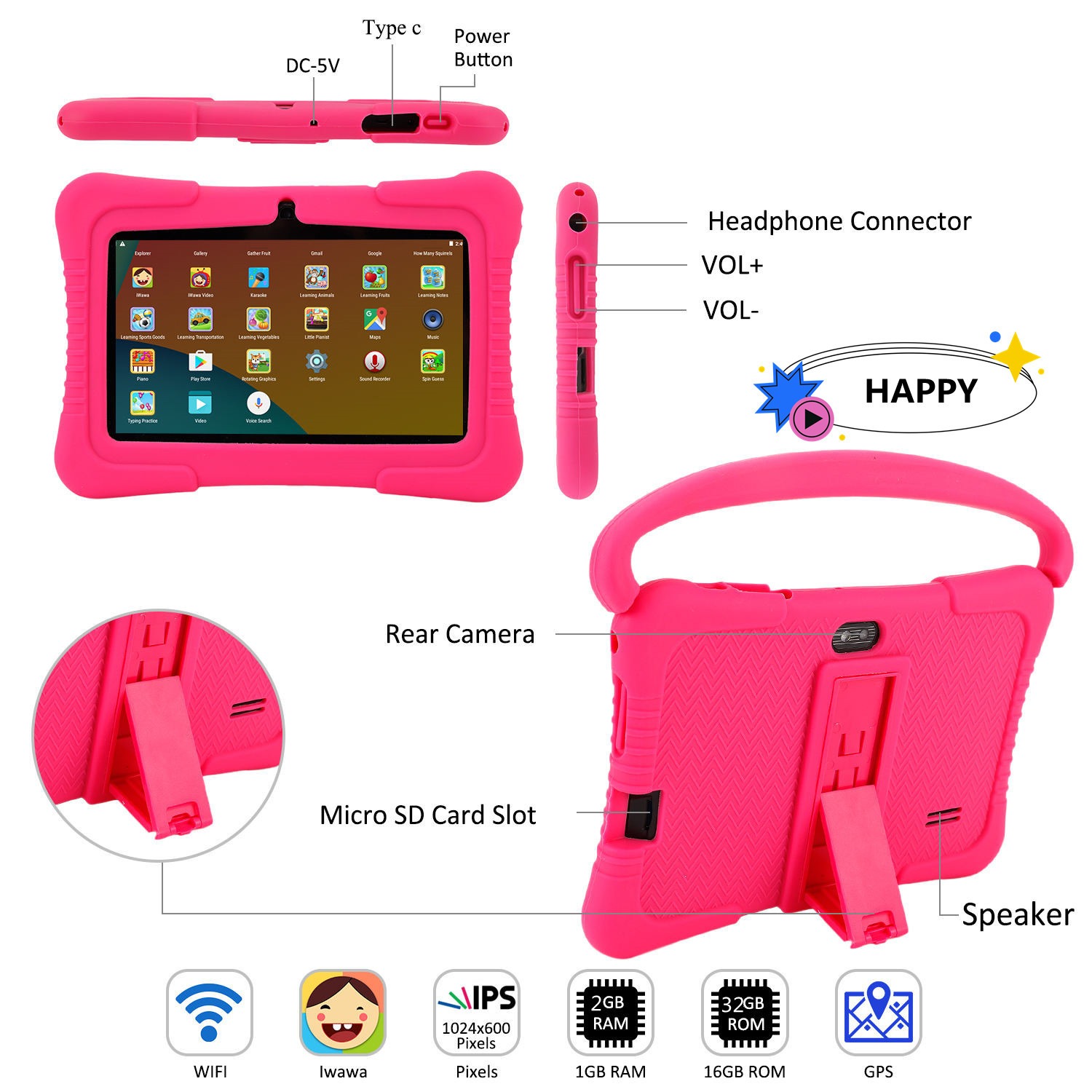 7 Inch A133 CPU Tablet for Kids Portable and Affordable Educational Device at a