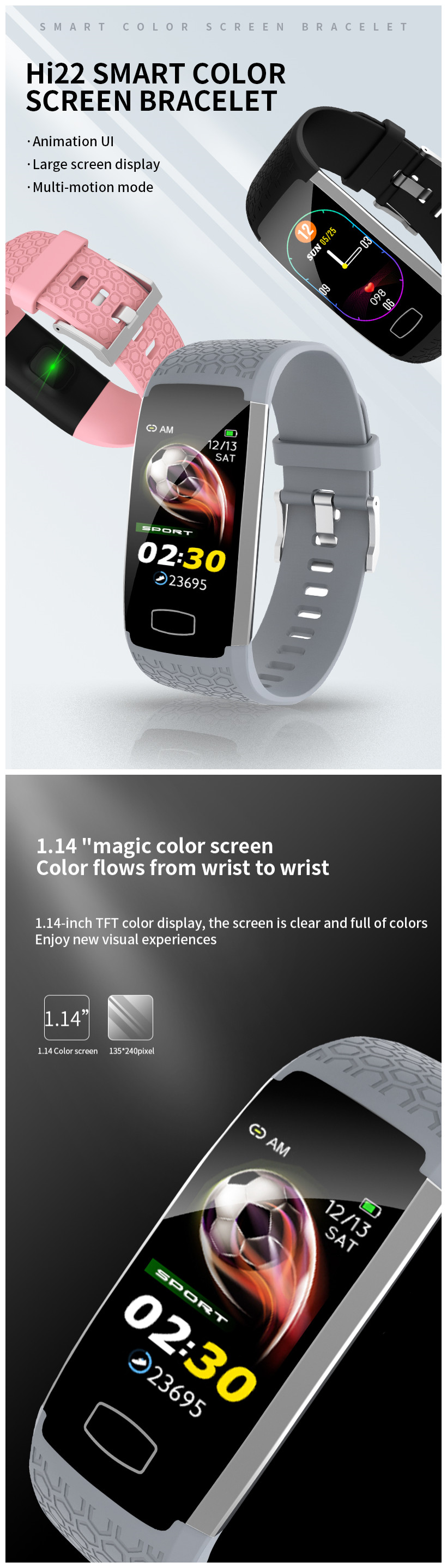 H22 Smart Watch Customized Interface Data Analysis Multiple Exercise Patterns Fitness Tracking Bracelet