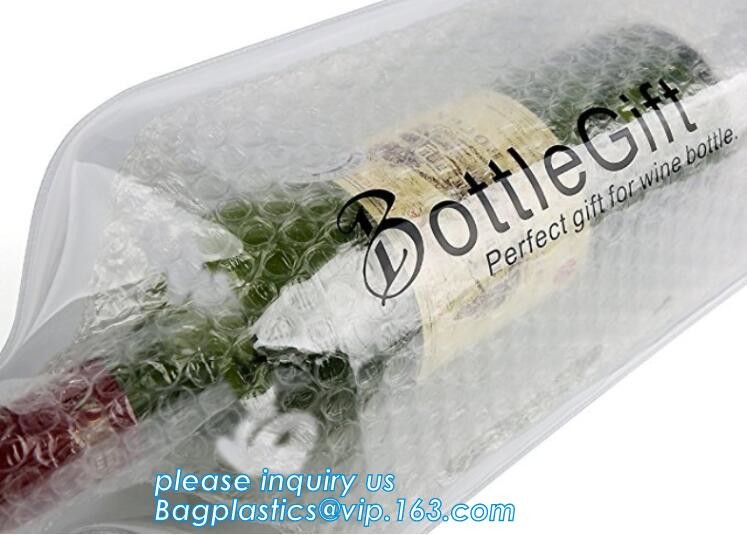 Zip lockk bottom leakproof reusable wine bottle protector 3 pack bubble travel protective bag,USA Amazon WineSkin Protecto