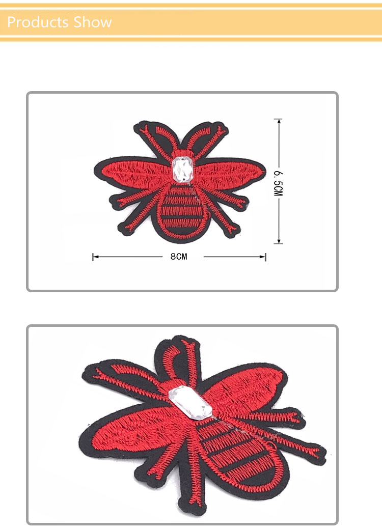 8 * 6.5CM Size Bee Embroidered Patch , Bumble Bee Patch Various Designs