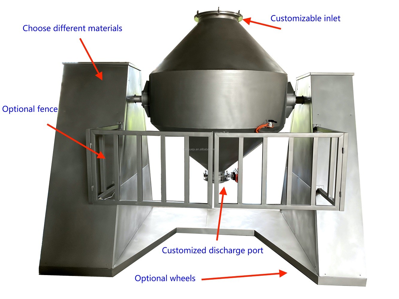 Pet Food Double Cone Blender 100L Double Cone Mixer 15rpm