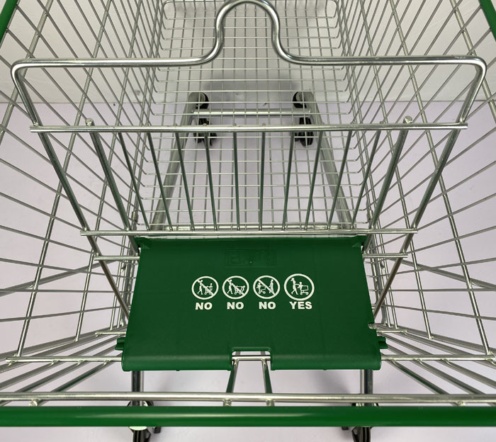 Customized 275L Warehouse Supermarket Shopping Trolley With Green Plastic Parts And Elevator Wheels