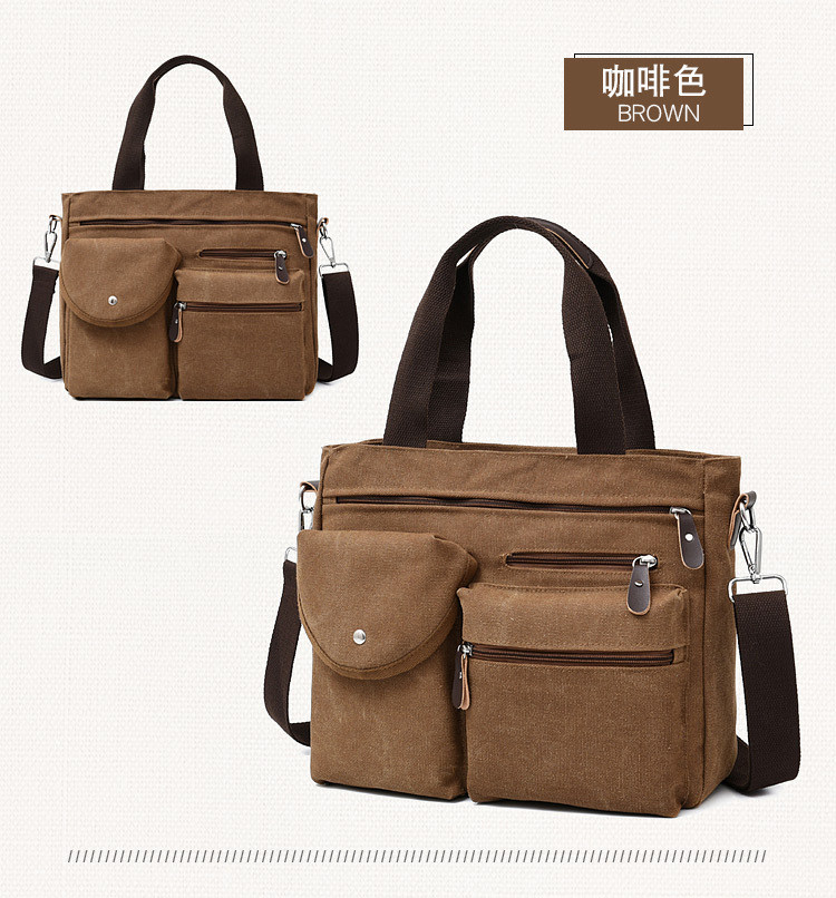 Washable Mens Canvas Briefcase Laptop Bag For 11.6 / 14 Inch Notebook Computer
