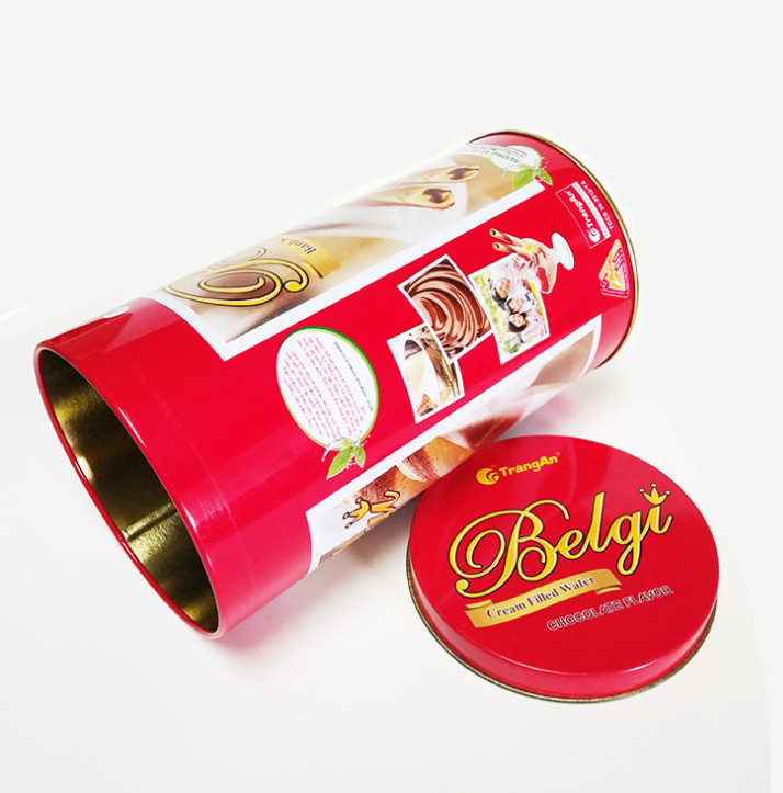 lnner Lid Biscuit Tin Box Round Embossed Cookies Tin Can