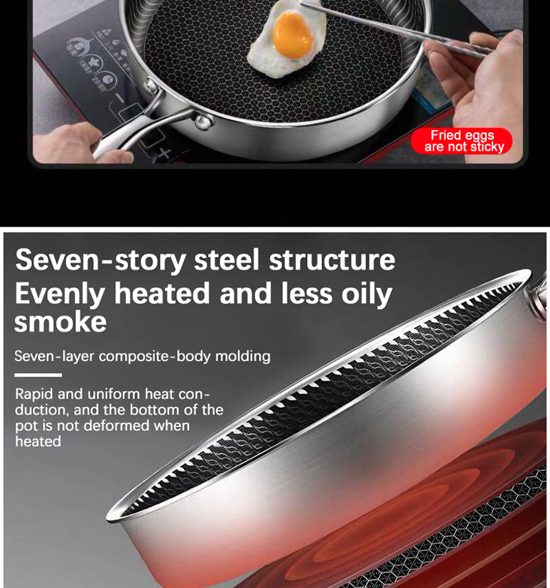 Wholesale Frying Pan Cookware Set Hot Sale Honeycomb Non-stick Stainless Steel Frying Pans & Skillets