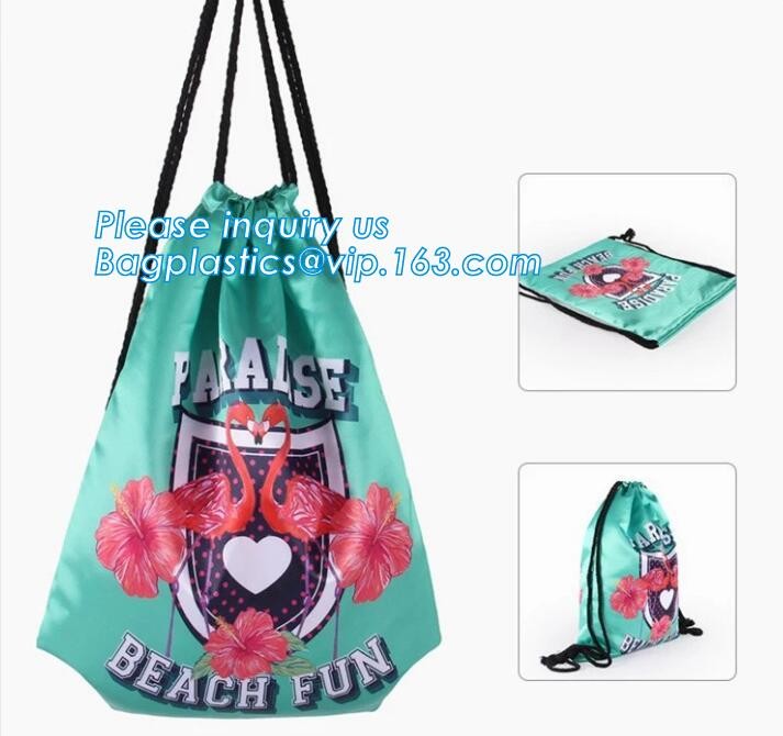 Promotion Custom Eco Friendly Sublimation Polyester Folding Shopping Bag,Promotional Sports Gym Sack Polyester Drawstrin