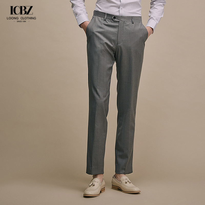 Customized Color 70% Wool Men's Pants Knitted Weaving Method Slim Fit Golf Trousers