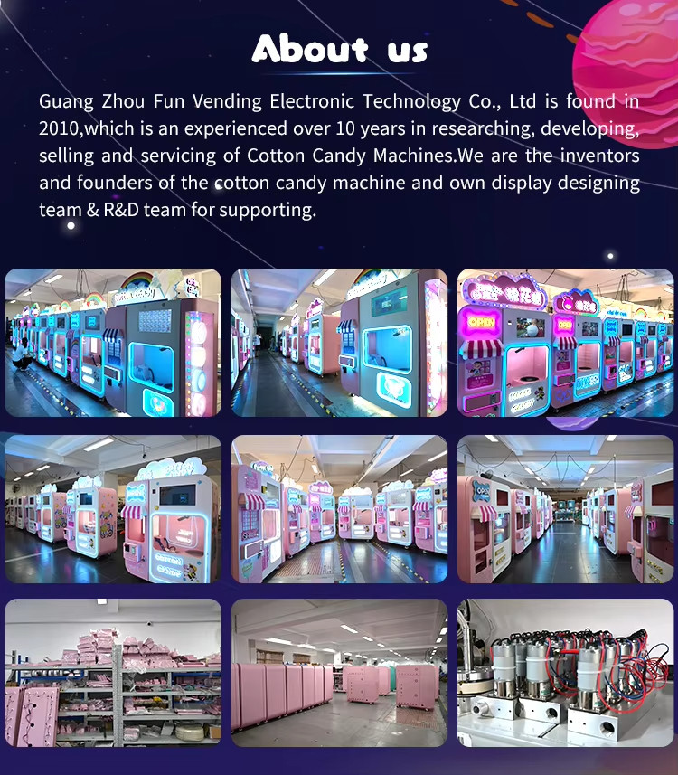 New Vending Machine 2024 Professional Intelligent Automatic Cotton Candy Vending Machine With Advertising Screen