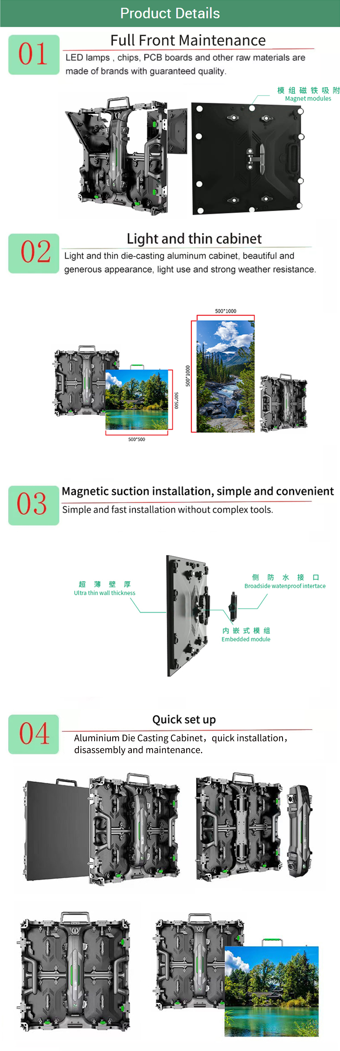 Indoor High Resolution Energy Saving Full Color LED Video Wall Panel for Easy Installation on Rental LED Screen