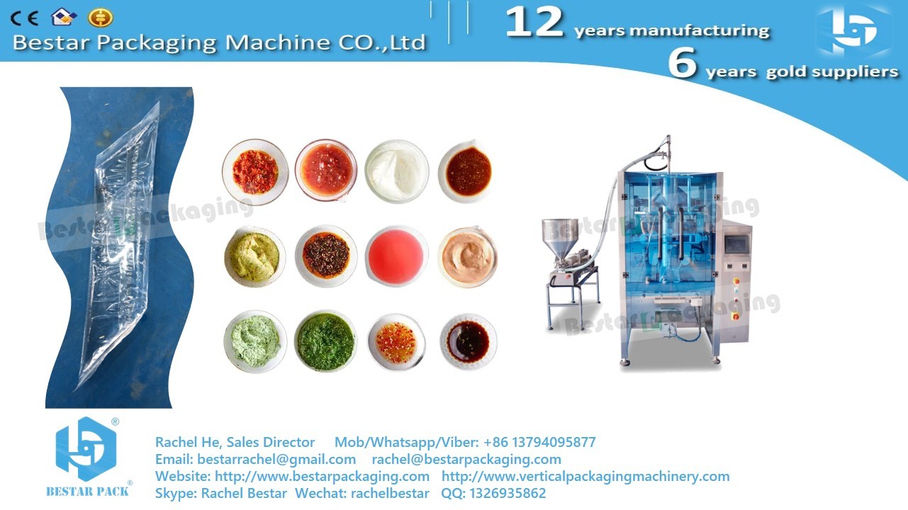 BBQ sauce Pizza sauce 3KG pouch packaging machine, with rotor pump BSTV-550P