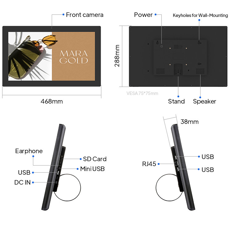 Android 8.1 Wall Mounted Digital Signage Quad Core Touch Screen Advertising display
