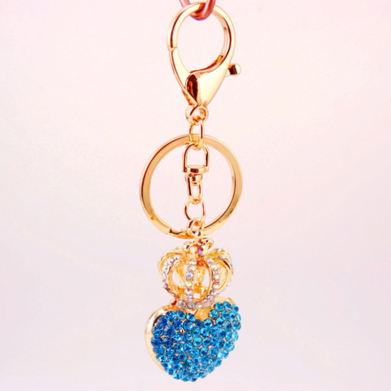 Heart Shaped Key Chain Ornaments 1.3 Inch Wide Crystal Irregular